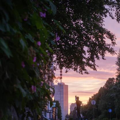 Skyscraper, sunset